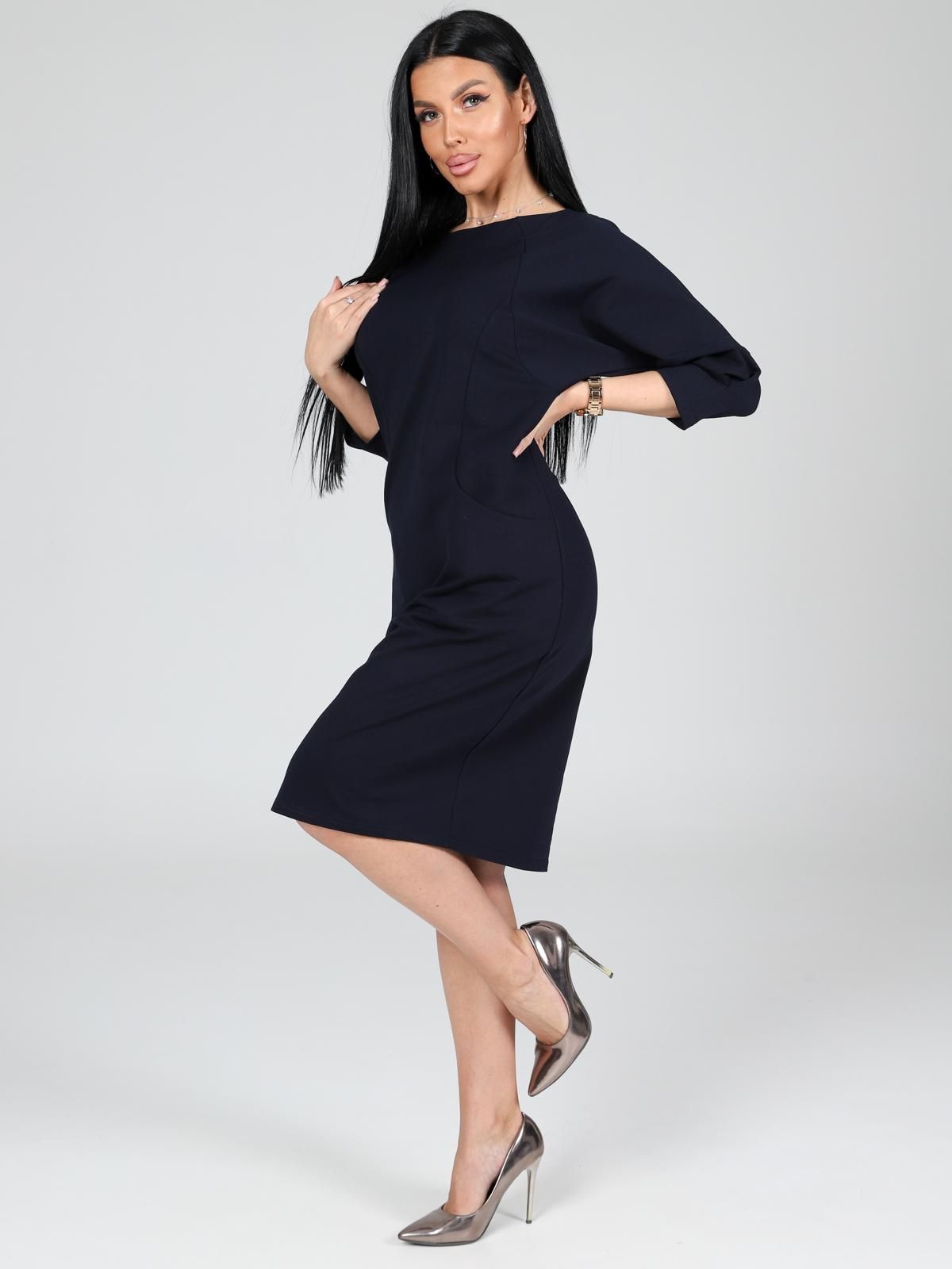 Платье трикотажное синее с карманами Iv-capriz(фото5)