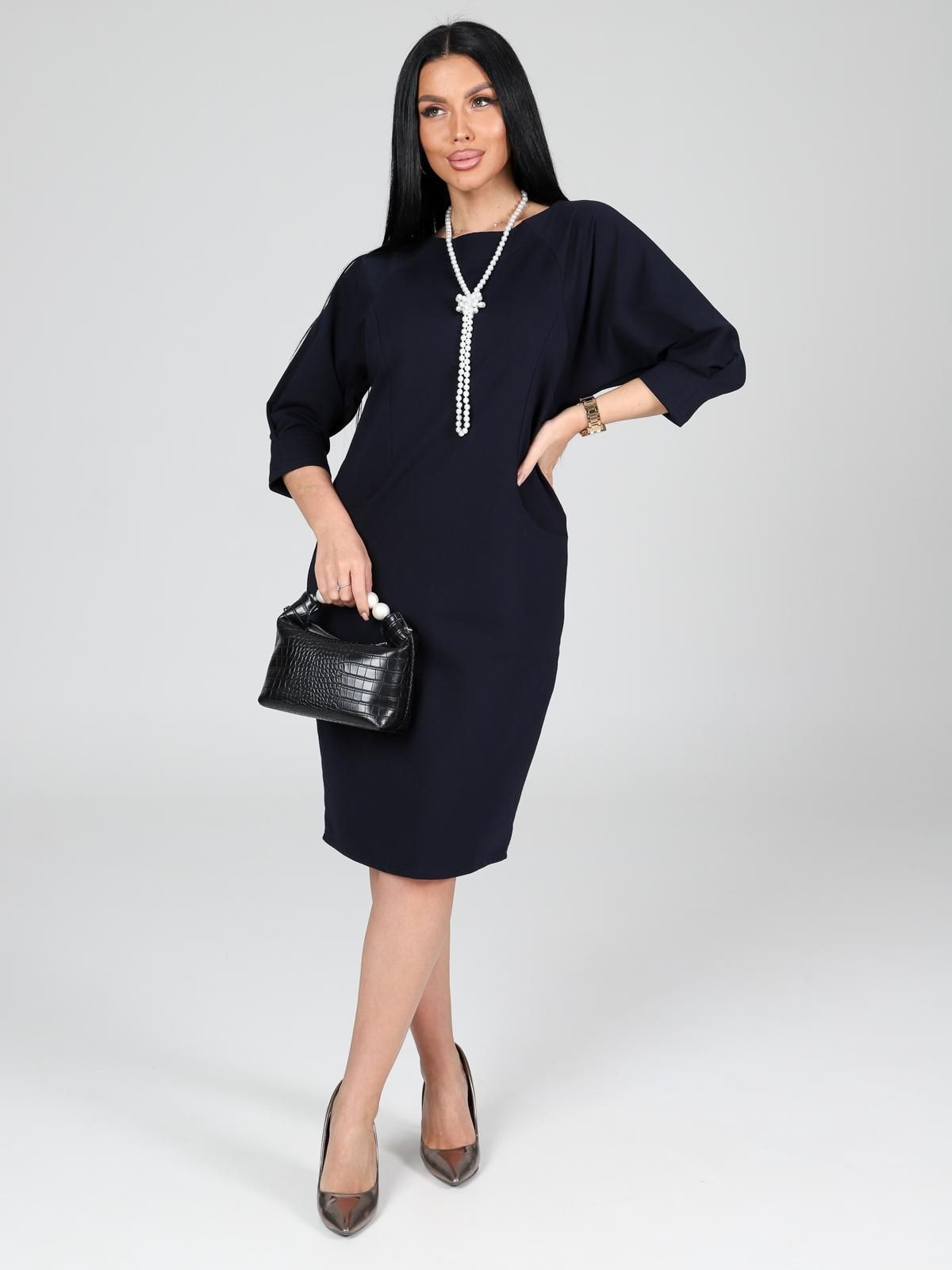 Платье трикотажное синее с карманами Iv-capriz(фото2)