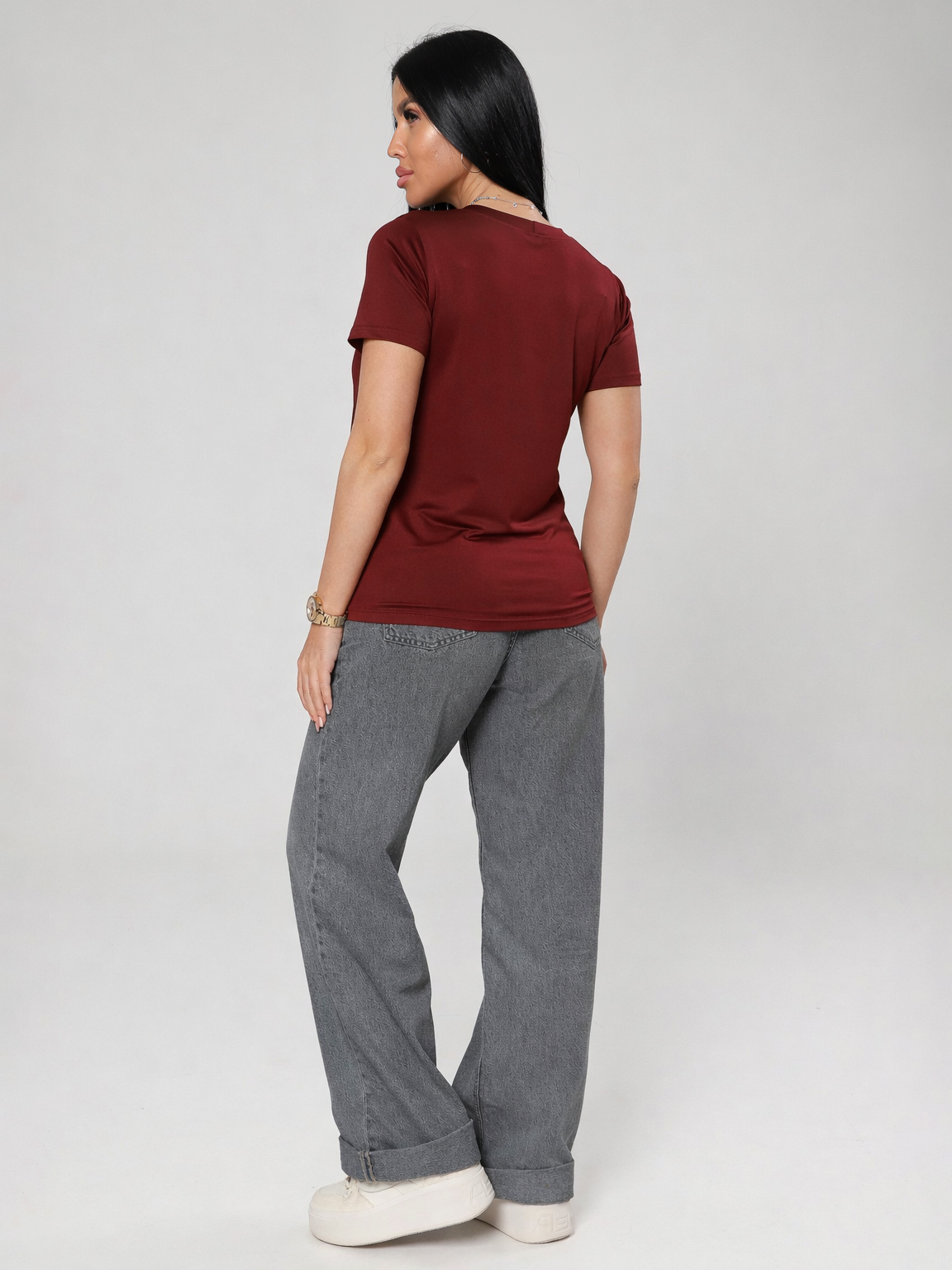 Футболка трикотажная бордового цвета Iv-capriz(фото6)