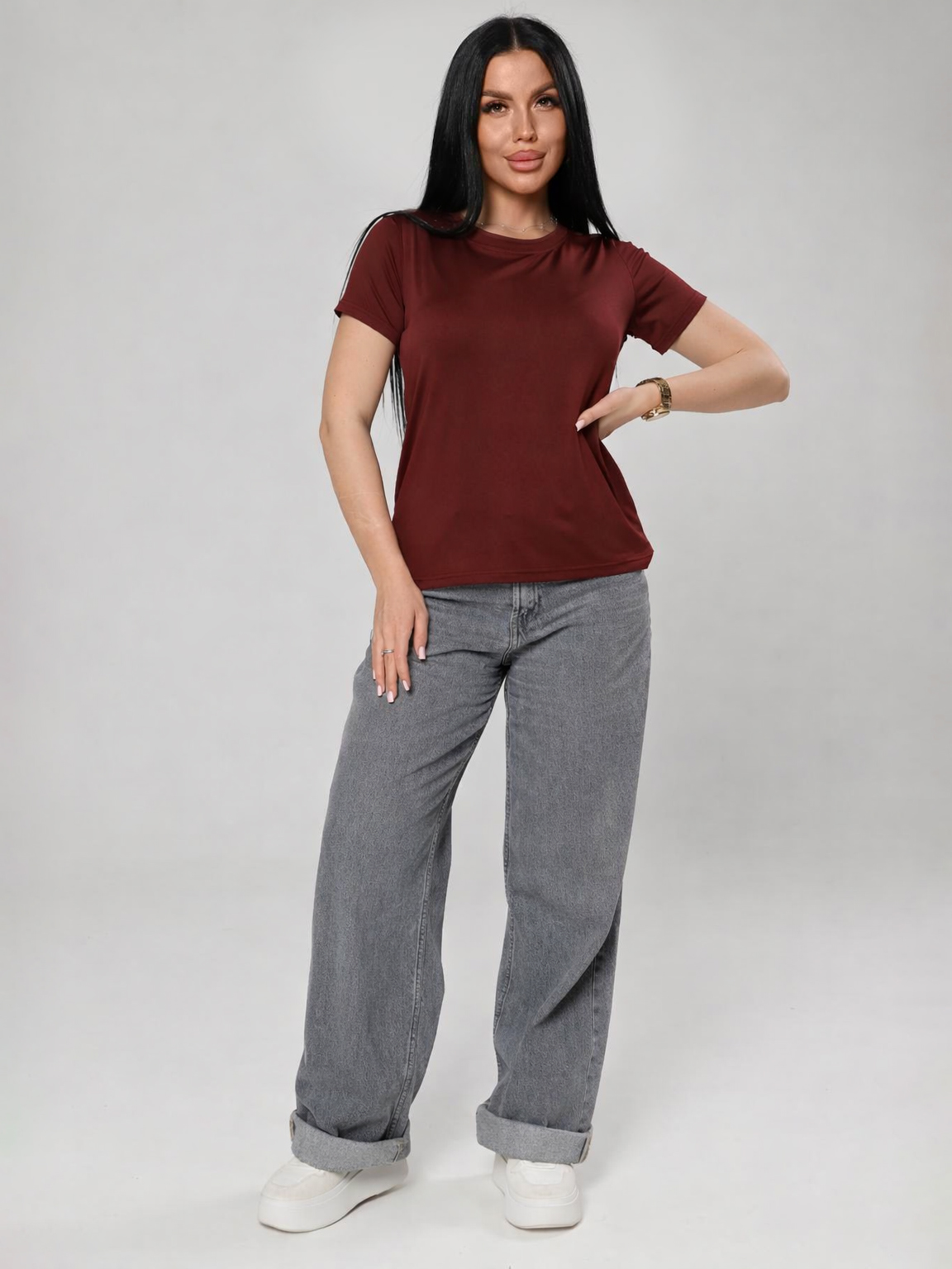 Футболка трикотажная бордового цвета Iv-capriz(фото2)