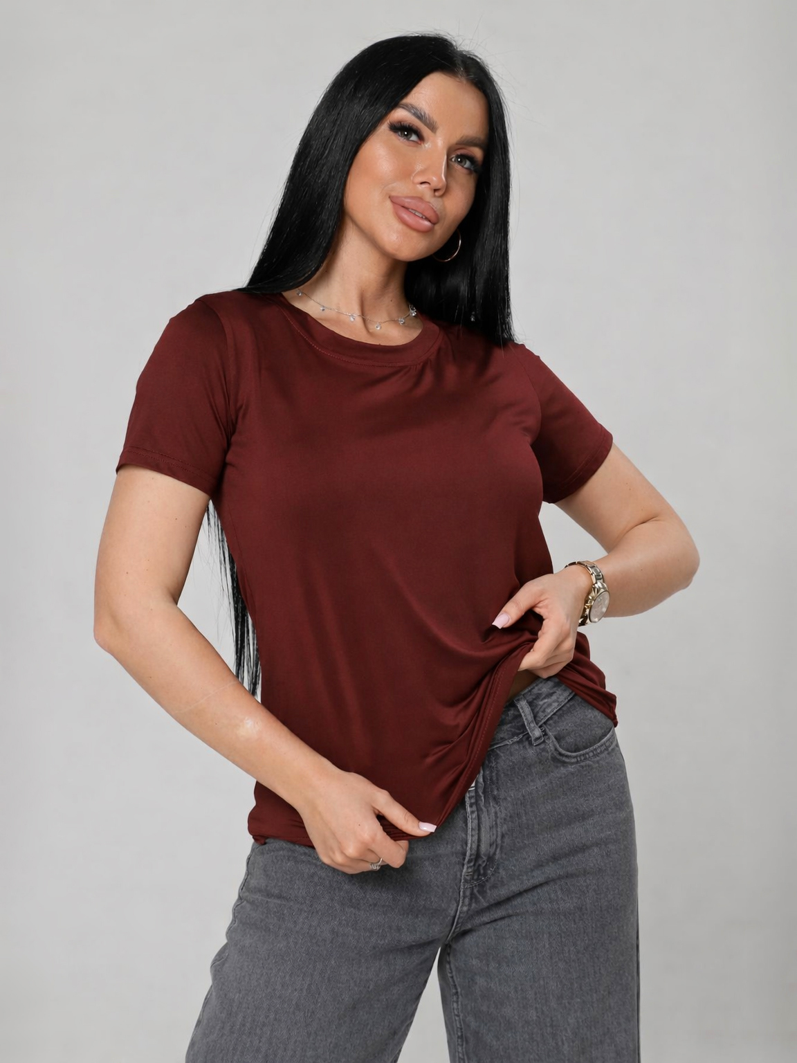 Футболка трикотажная бордового цвета Iv-capriz(фото3)