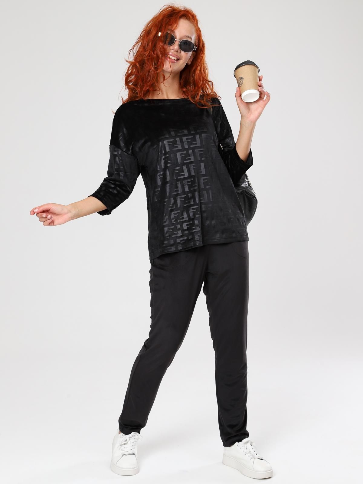 Костюм велюровый с брюками в чёрном цвете Iv-capriz(фото2)