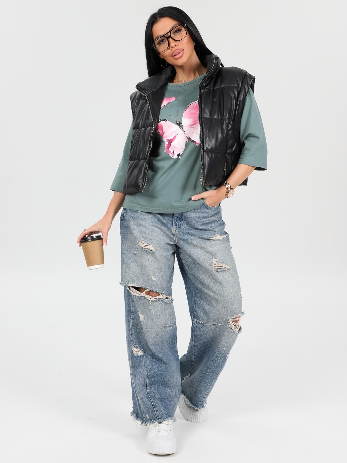 Футболка трикотажная в цвете хаки Iv-capriz(фото2)