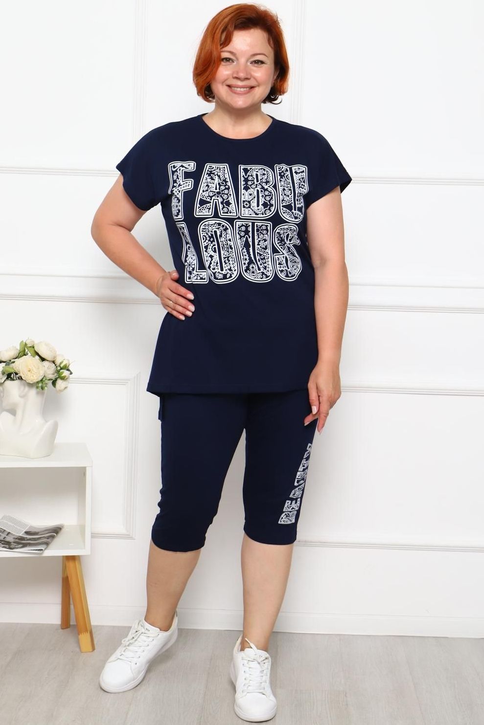 Костюм трикотажный с бриджами в синем цвете Iv-capriz