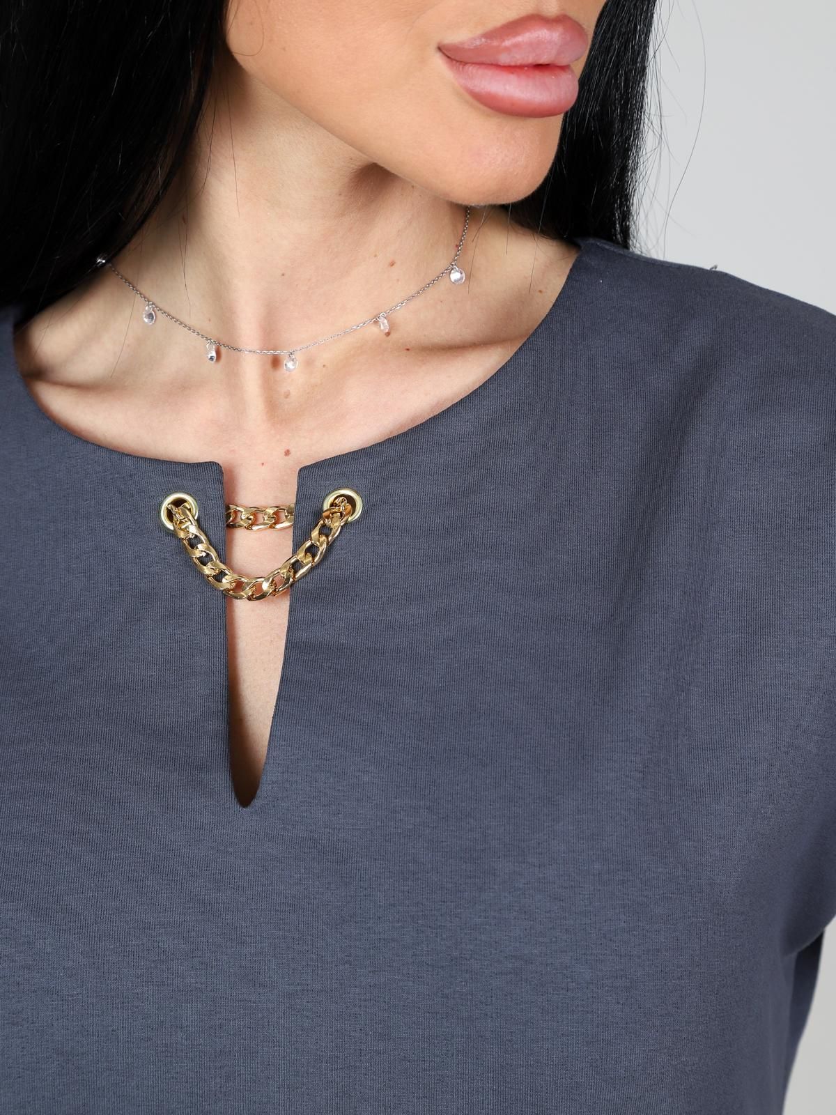 Платье серое из футера с карманами  Iv-capriz(фото4)