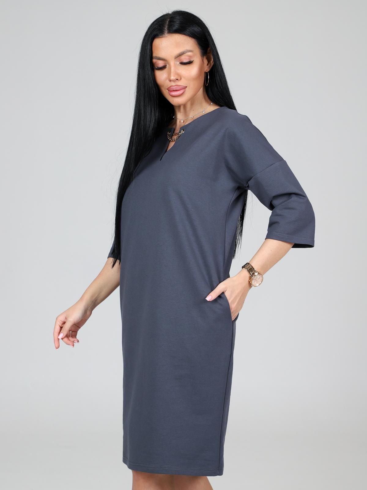 Платье серое из футера с карманами  Iv-capriz(фото3)