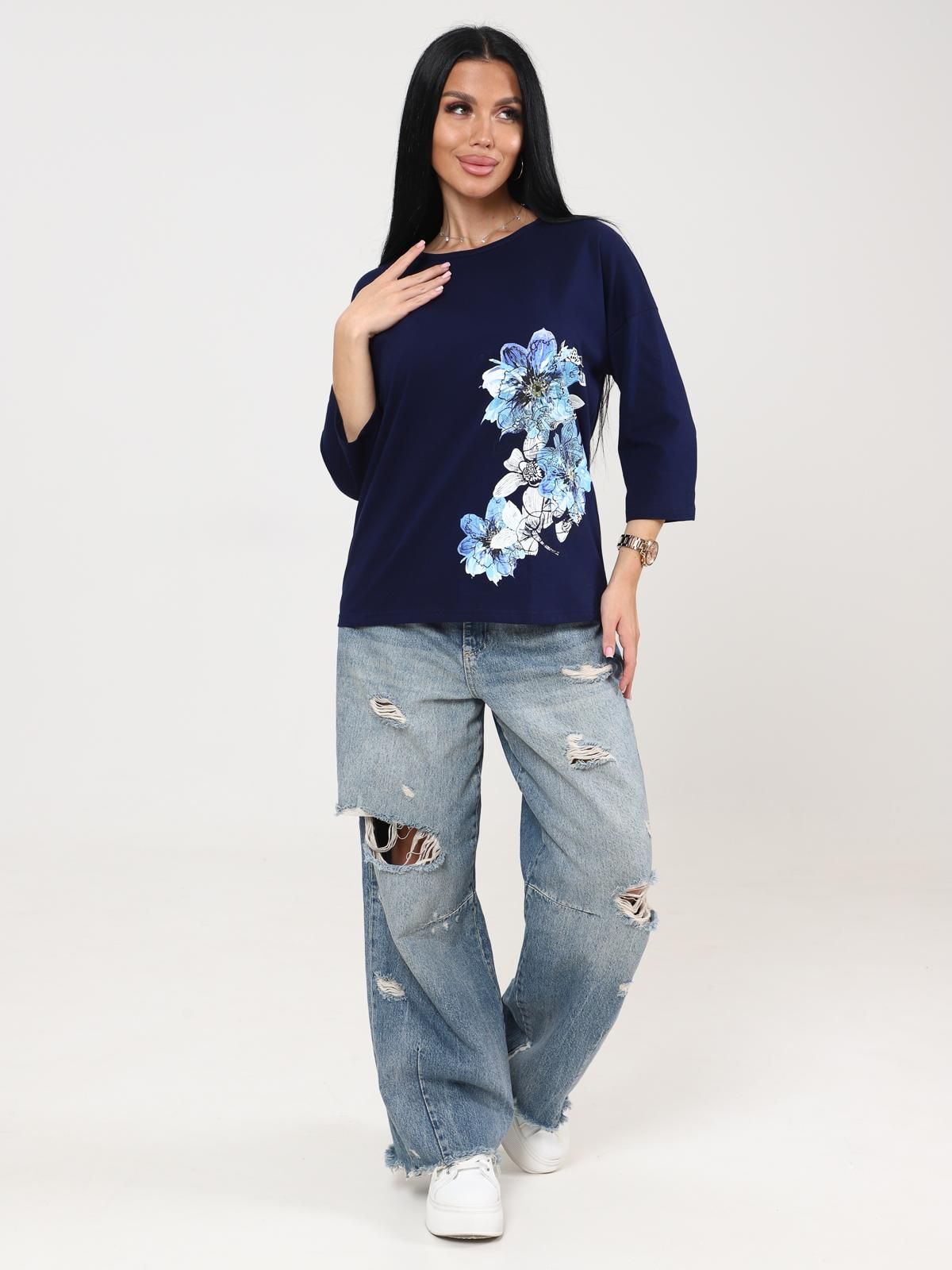 Футболка трикотажная тёмно-синего цвета Iv-capriz(фото7)