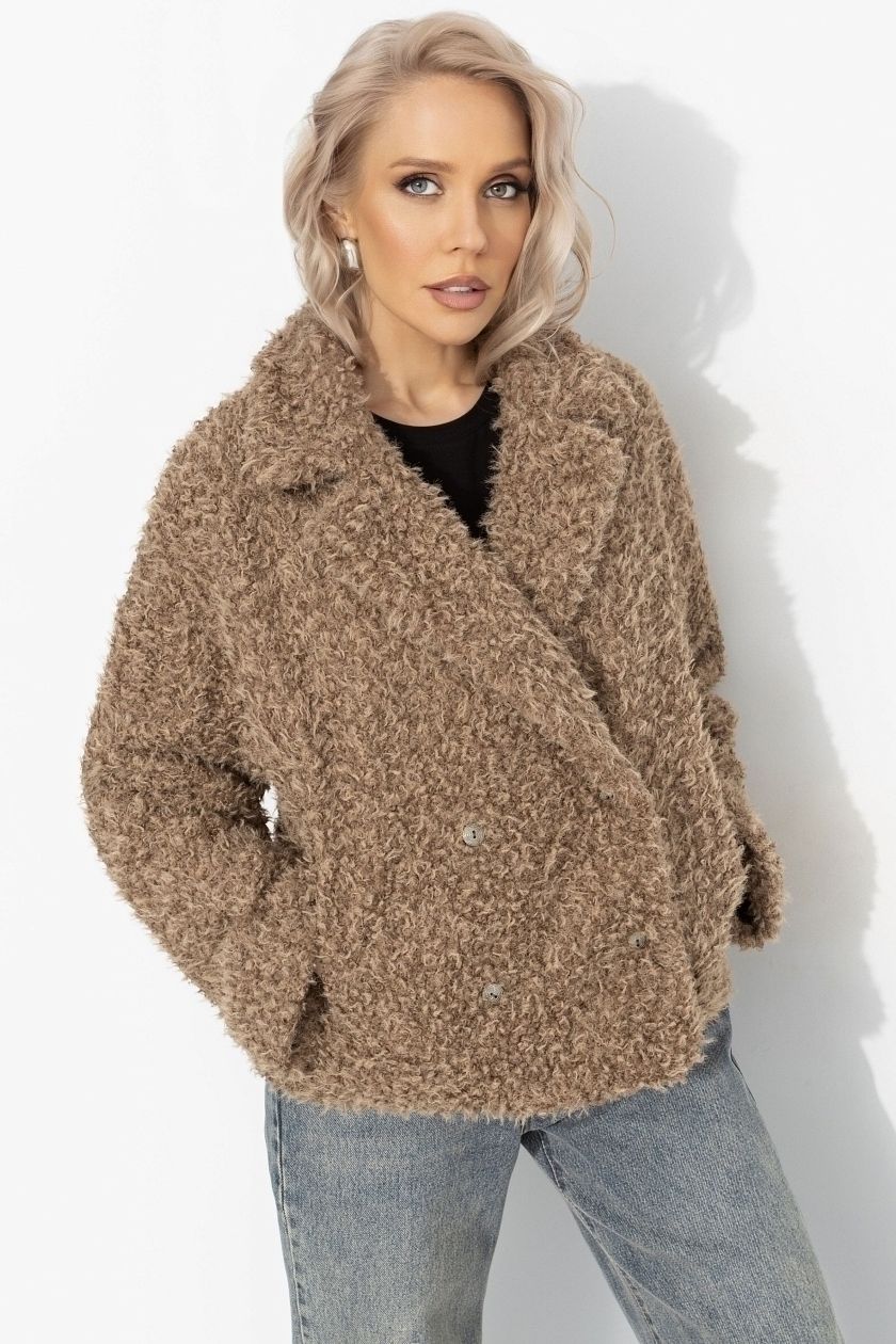 Полупальто бежевое с акцентным подкладом Charutti