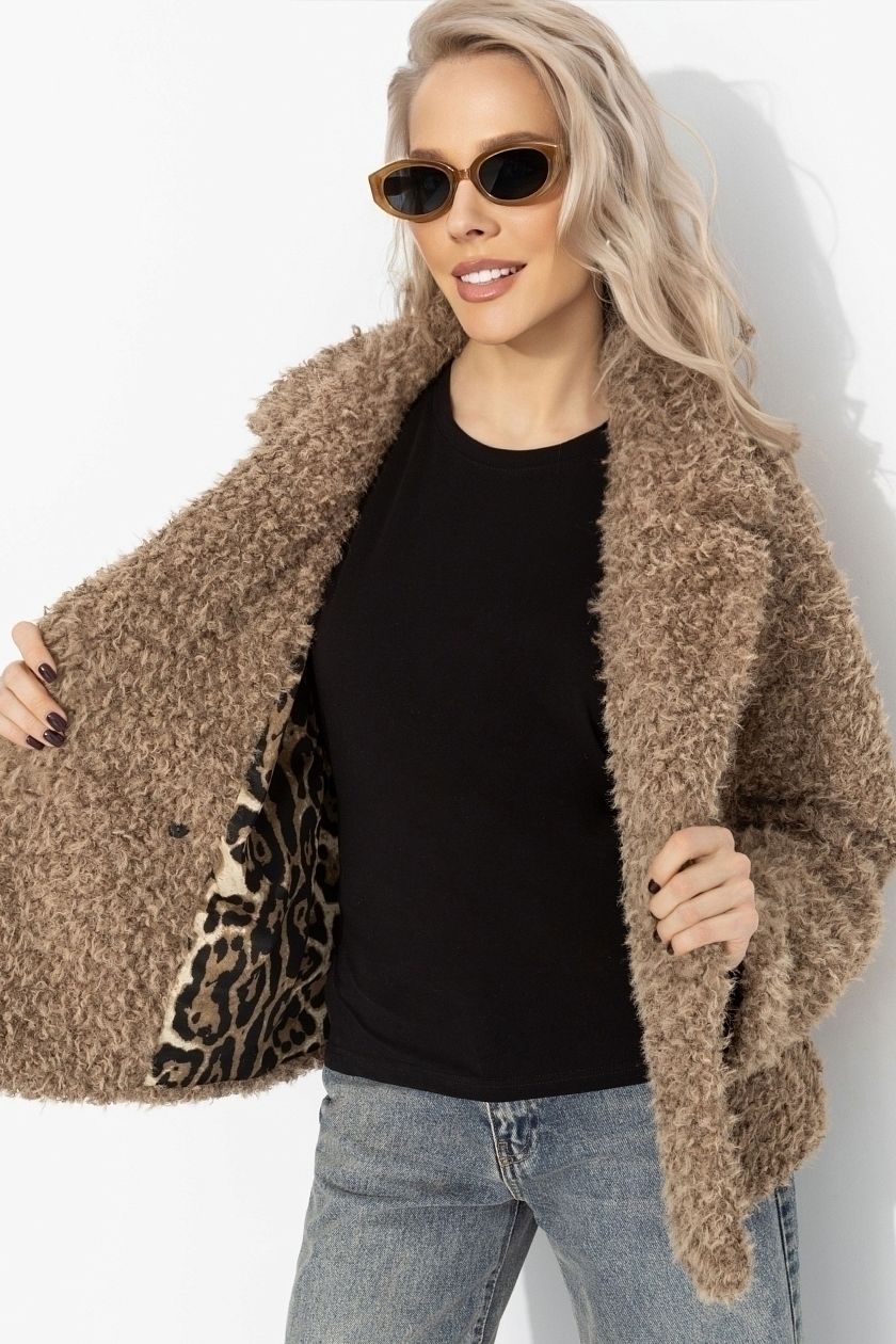 Полупальто бежевое с акцентным подкладом Charutti(фото5)