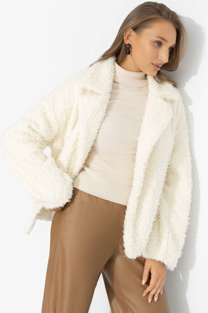 Полупальто белое из экомеха Charutti(фото6)