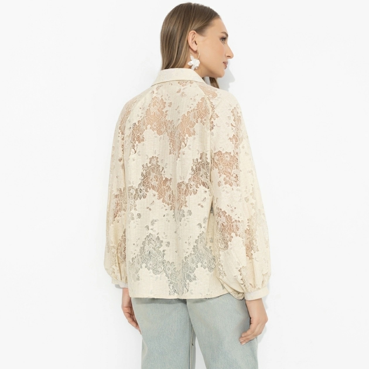 Блуза голубая из гипюра Charutti(фото5)