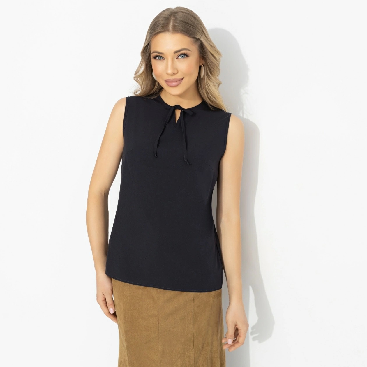 Блузка тёмно-синяя без рукавов Charutti(фото3)