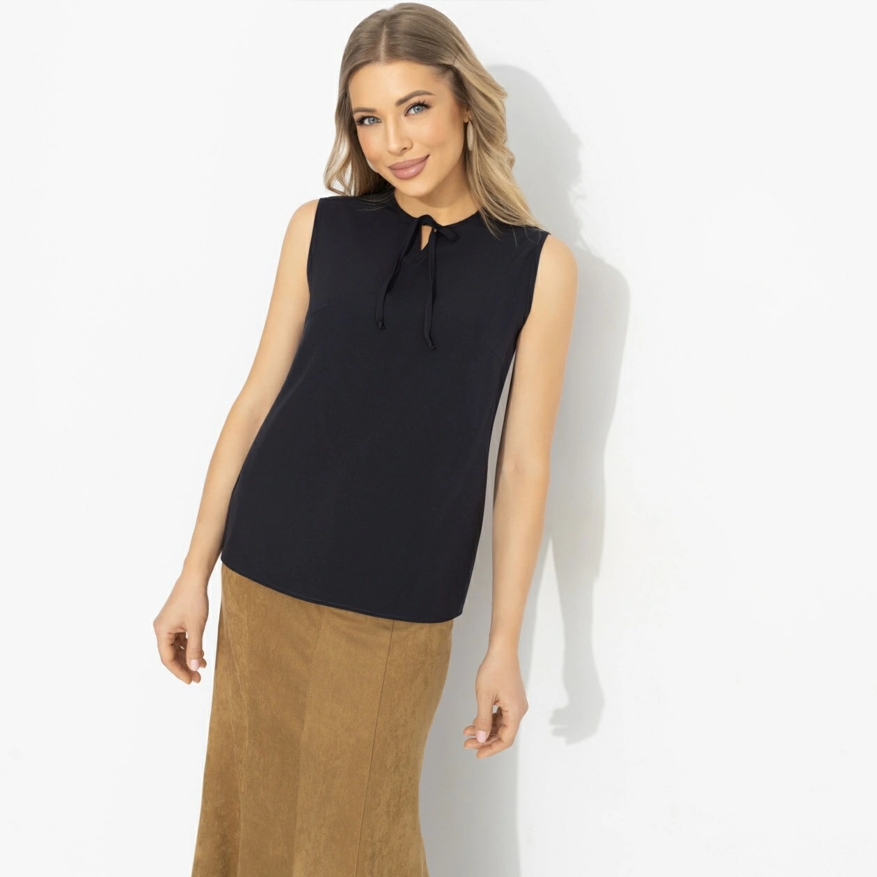 Блузка тёмно-синяя без рукавов Charutti(фото5)