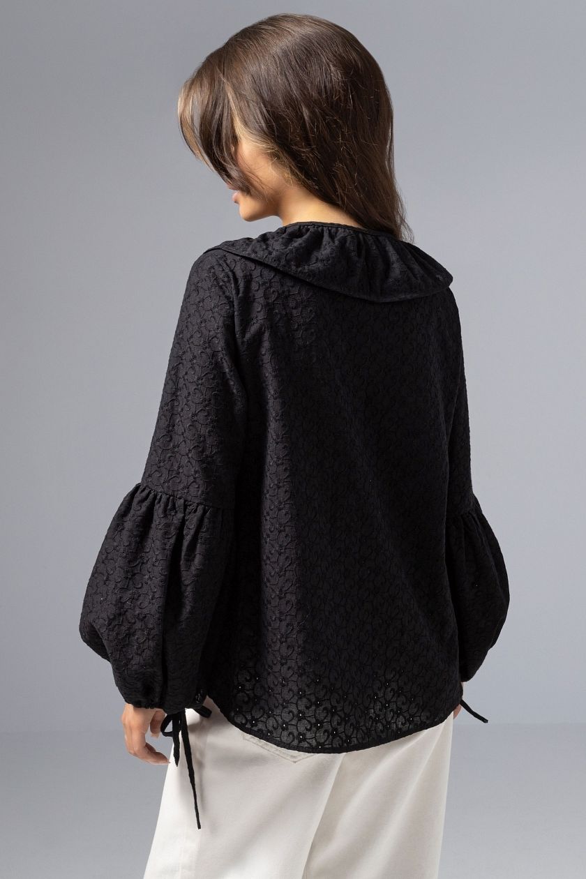 Блузка чёрная в стиле бохо Charutti(фото7)