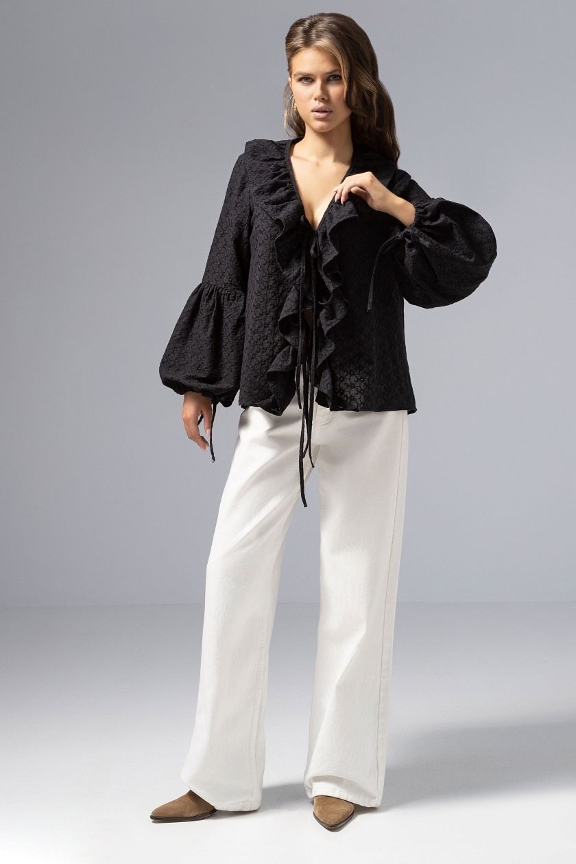 Блузка чёрная в стиле бохо Charutti(фото2)