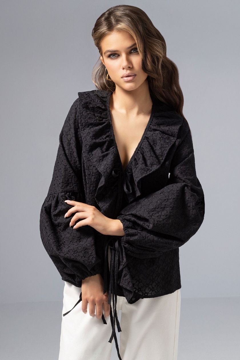 Блузка чёрная в стиле бохо Charutti(фото3)