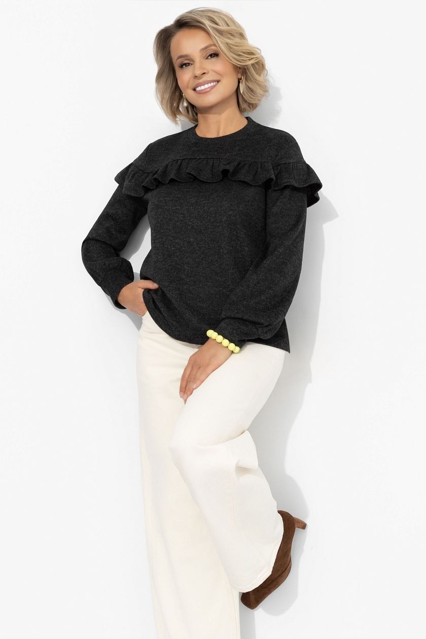 Блузка чёрная из трикотажа Charutti(фото2)