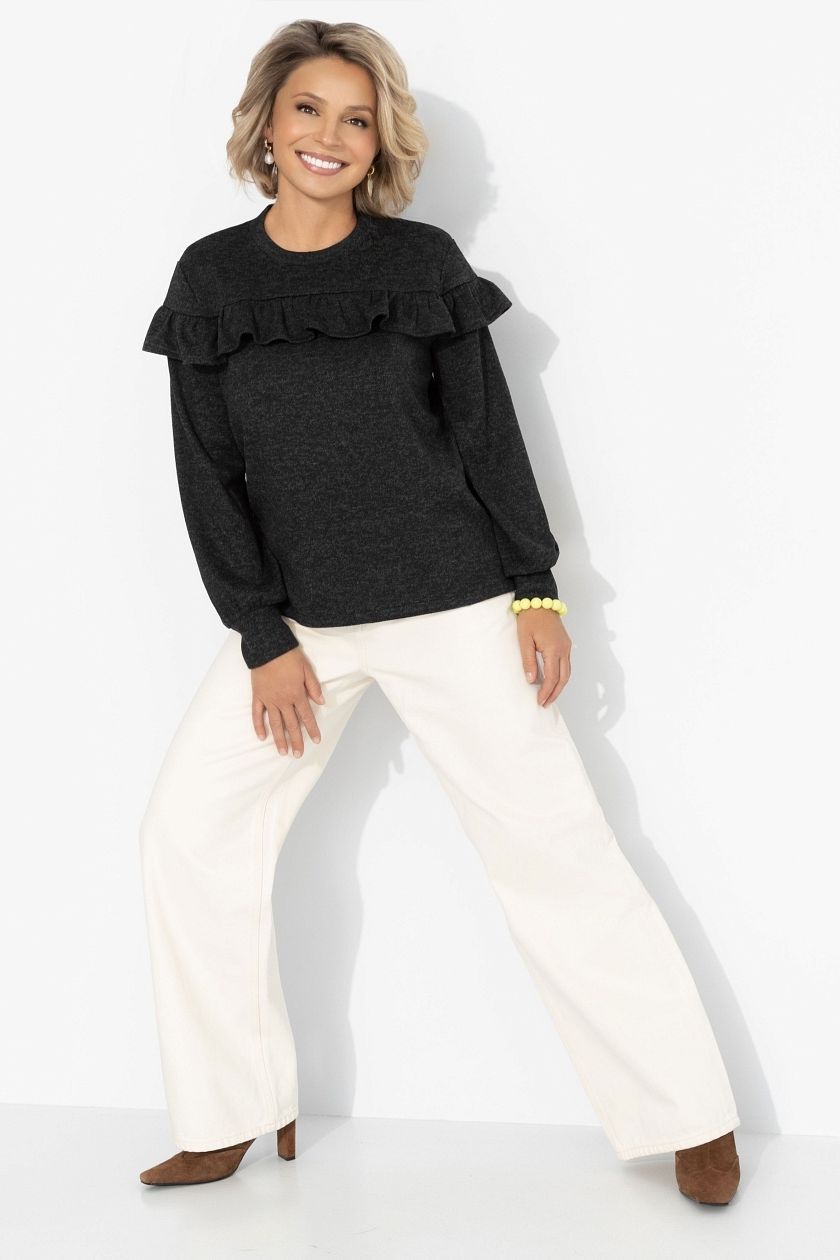 Блузка чёрная из трикотажа Charutti(фото4)