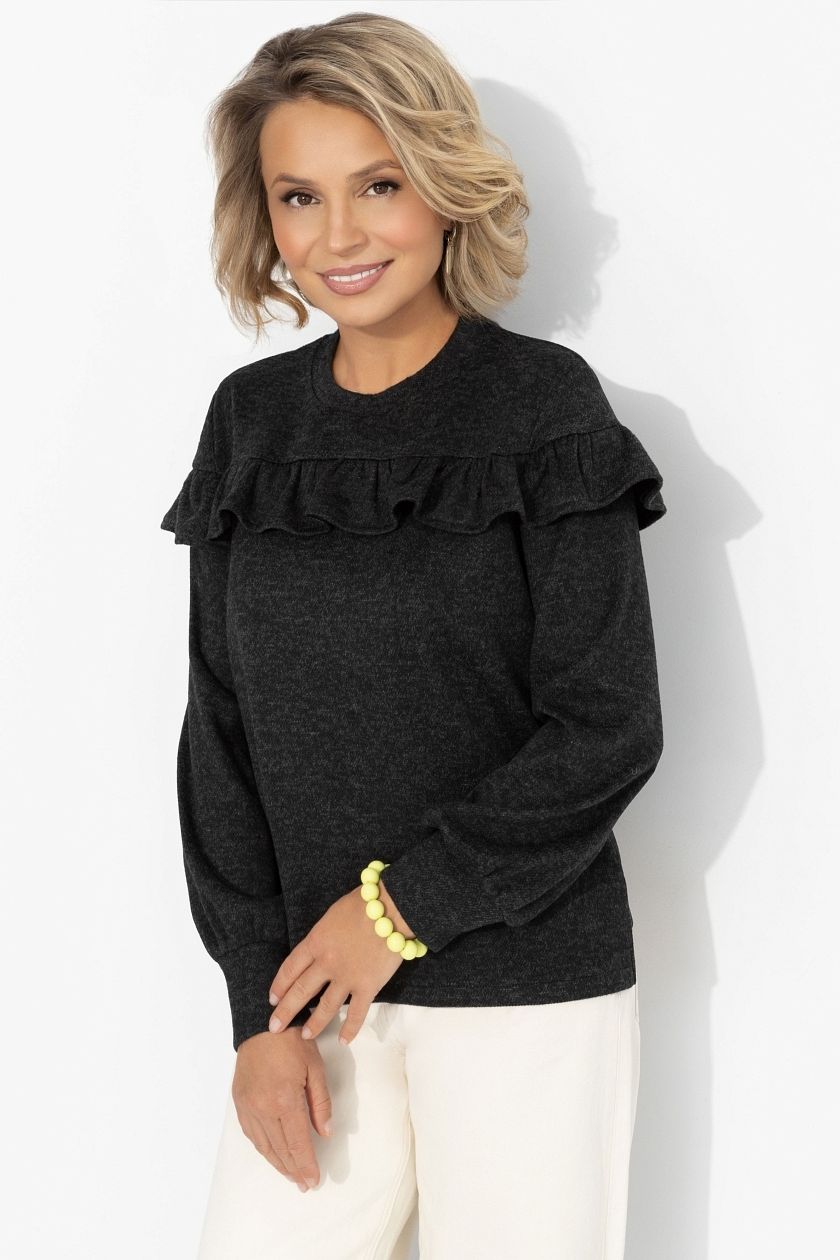 Блузка чёрная из трикотажа Charutti(фото3)