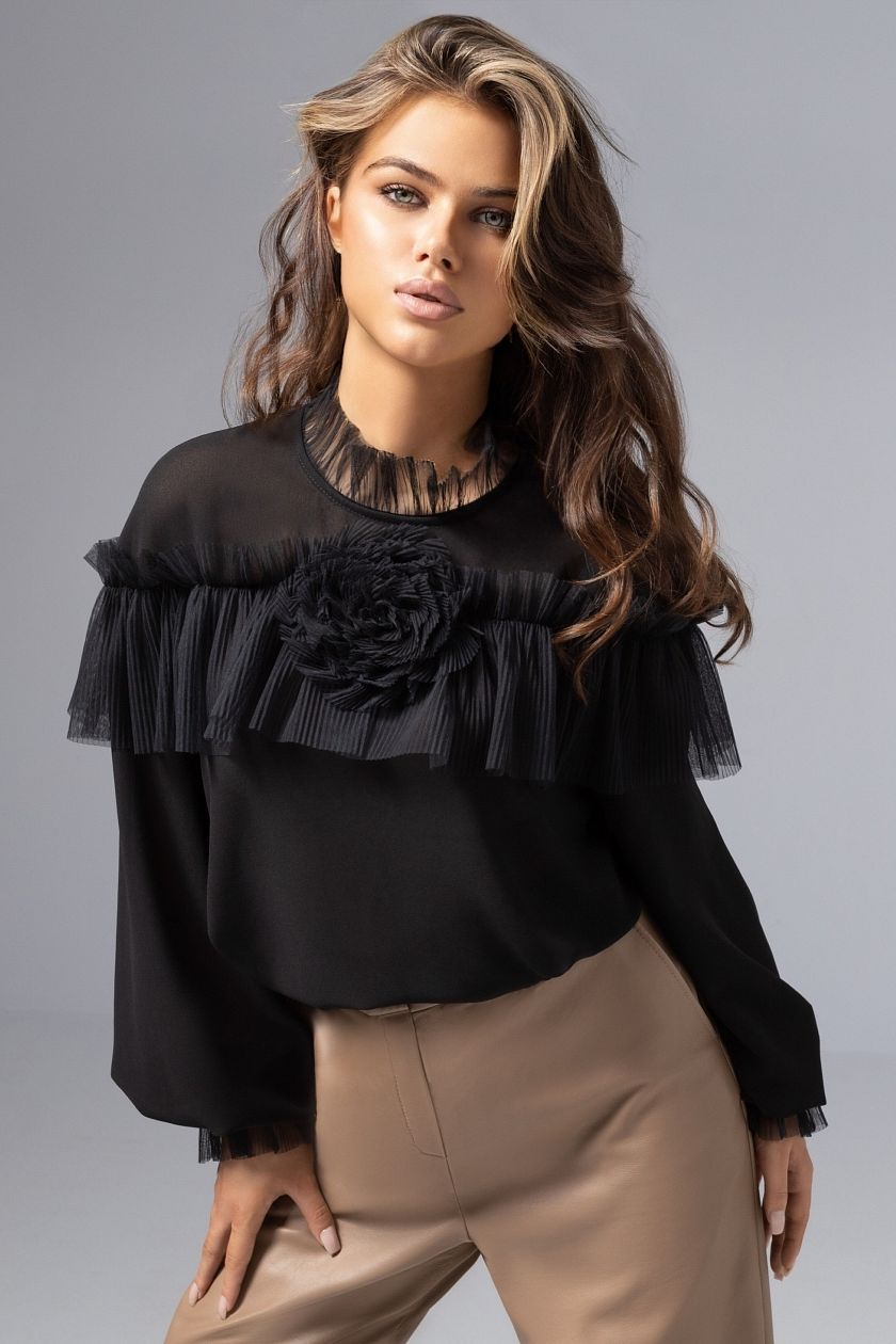 Блузка чёрная шифоновая Charutti