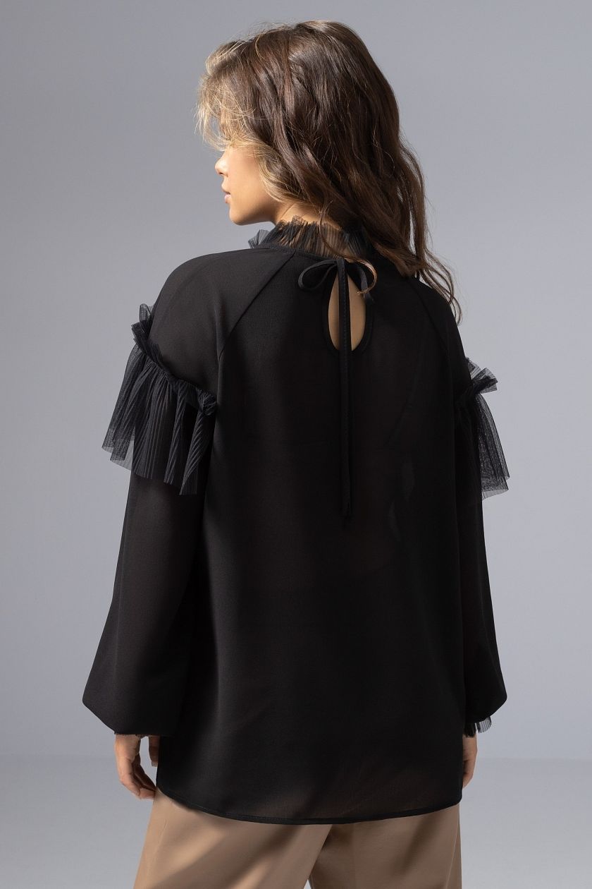 Блузка чёрная шифоновая Charutti(фото7)