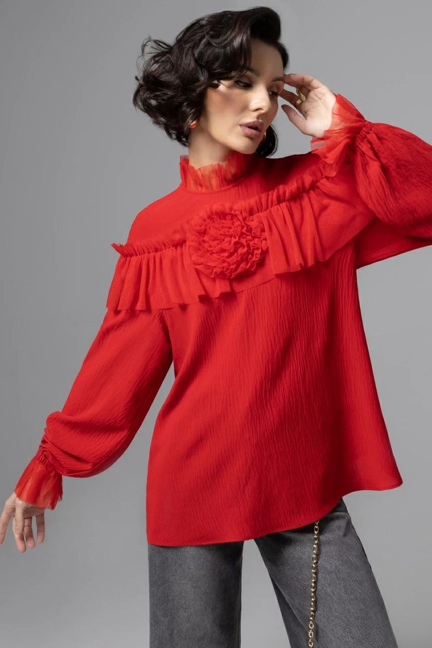 Блузка красная оригинального дизайна Charutti(фото3)