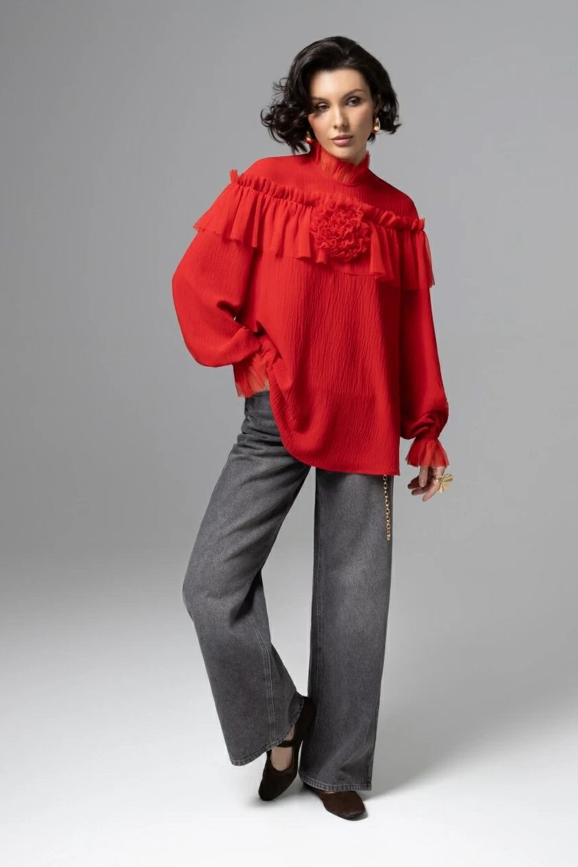 Блузка красная оригинального дизайна Charutti(фото6)