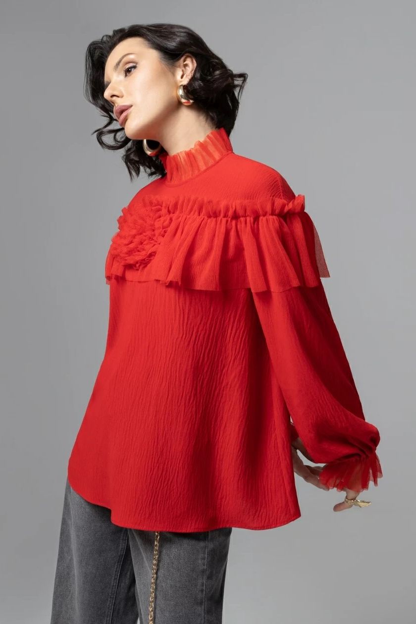 Блузка красная оригинального дизайна Charutti(фото7)