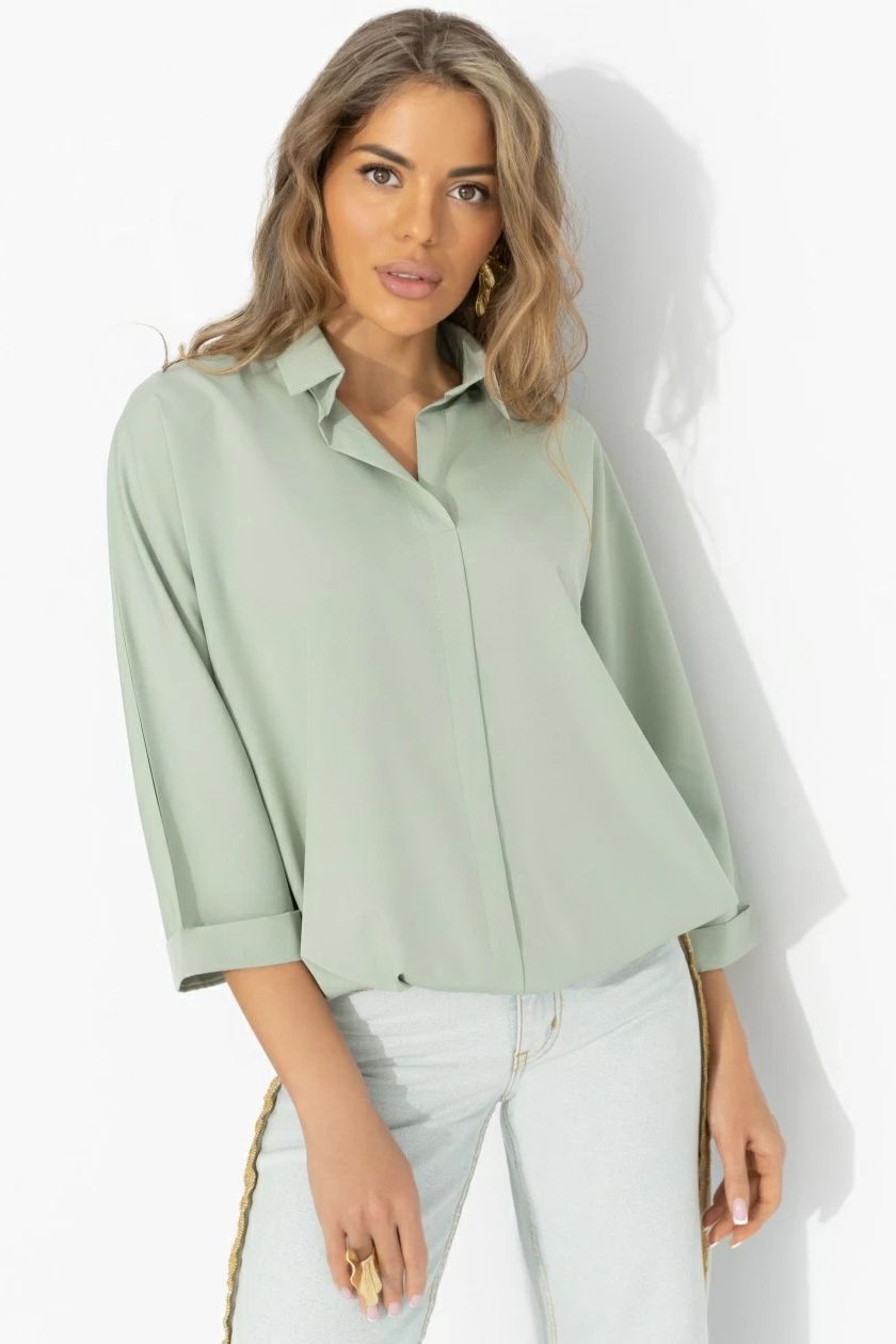 Блузка зелёная на кулиске Charutti(фото5)