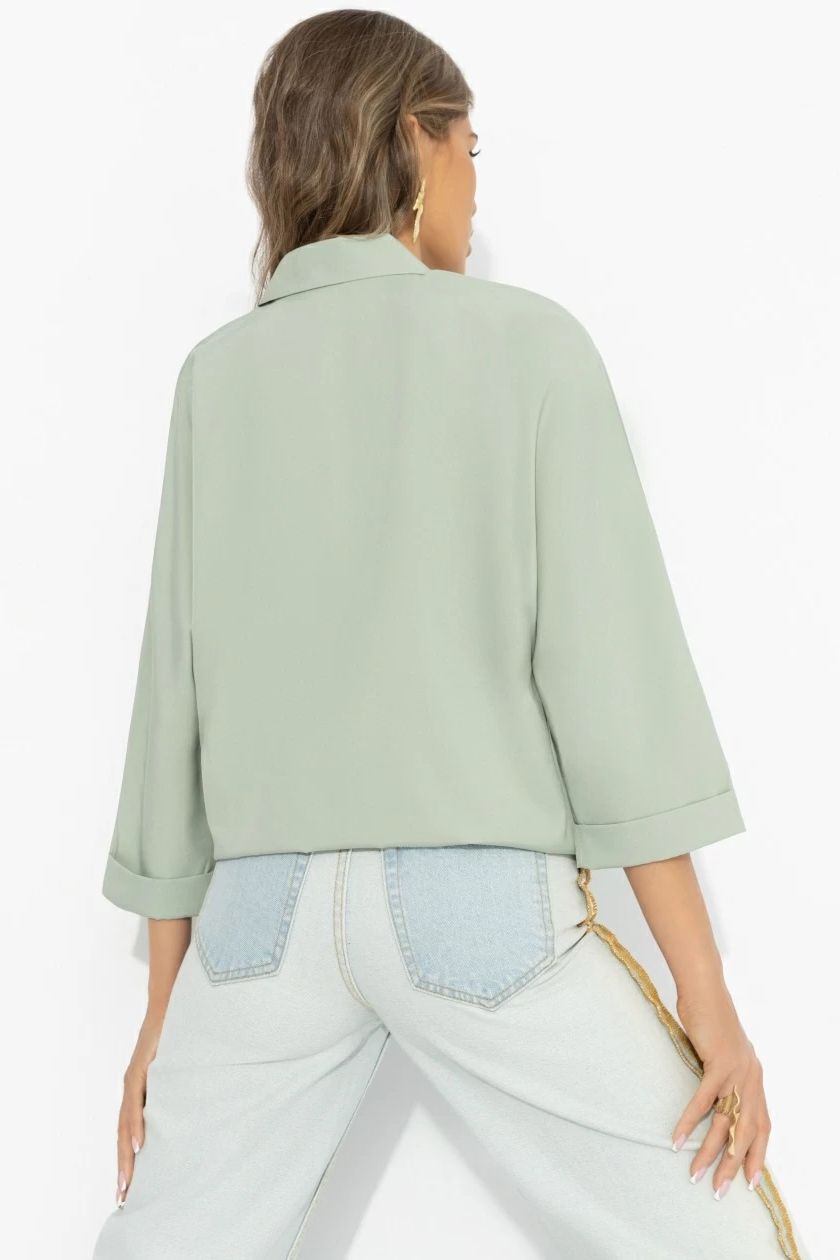 Блузка зелёная на кулиске Charutti(фото6)