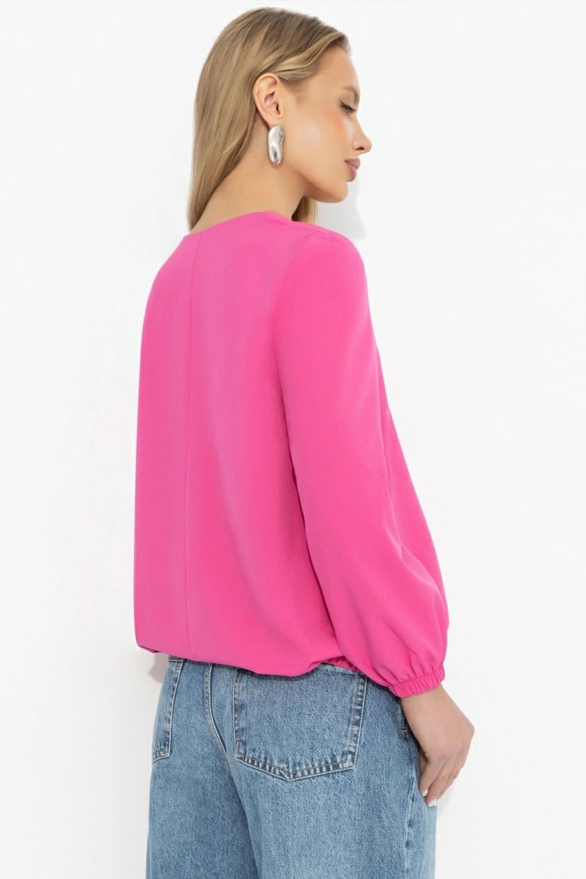 Блуза на резинке с завязками в цвете фуксия Charutti(фото5)