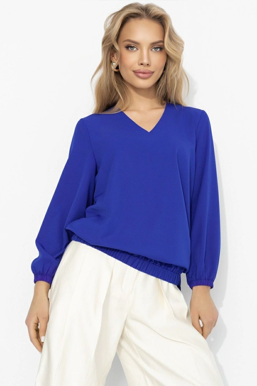 Блуза на резинке с завязками в синем цвете Charutti