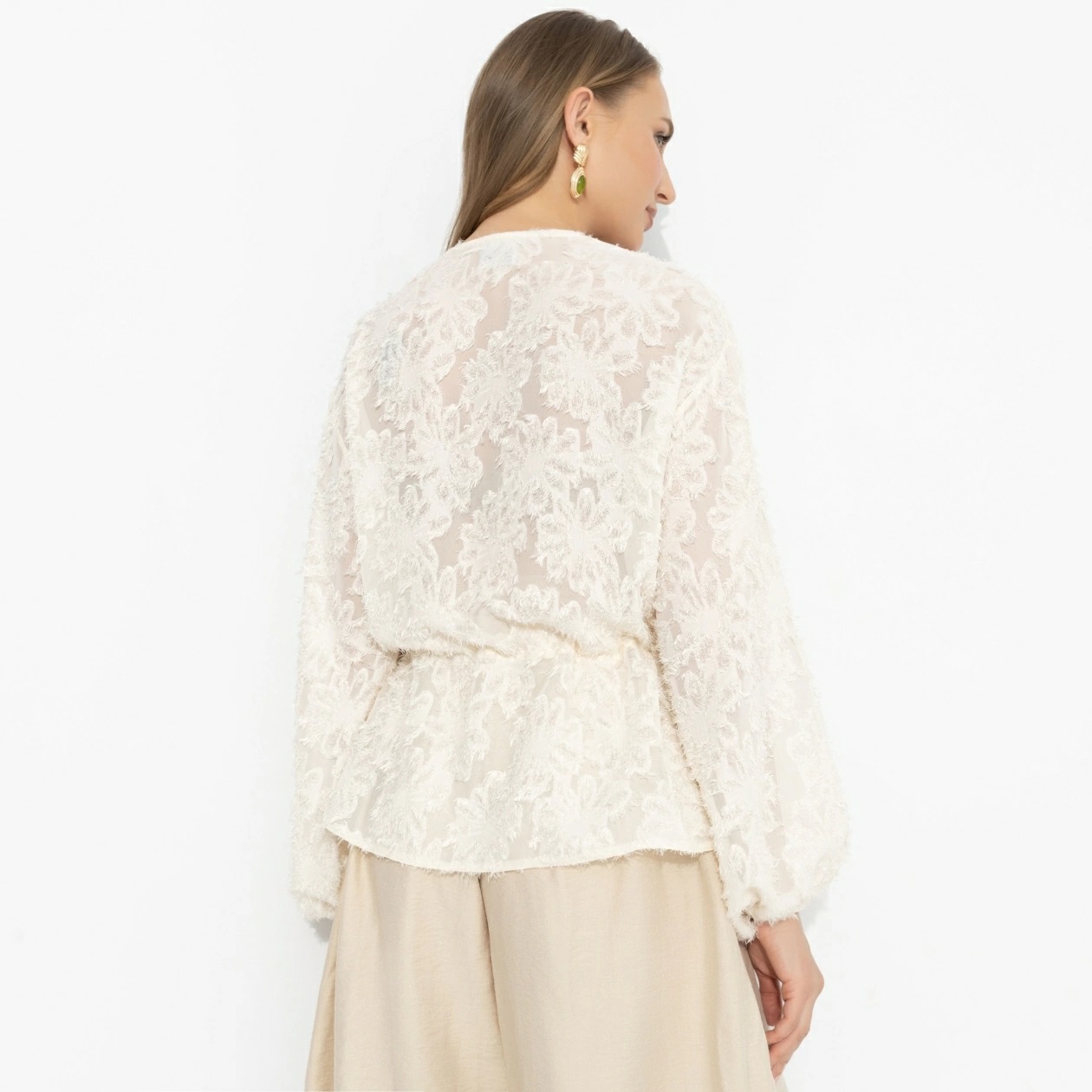 Блуза белая из фактурного шифона Charutti(фото7)