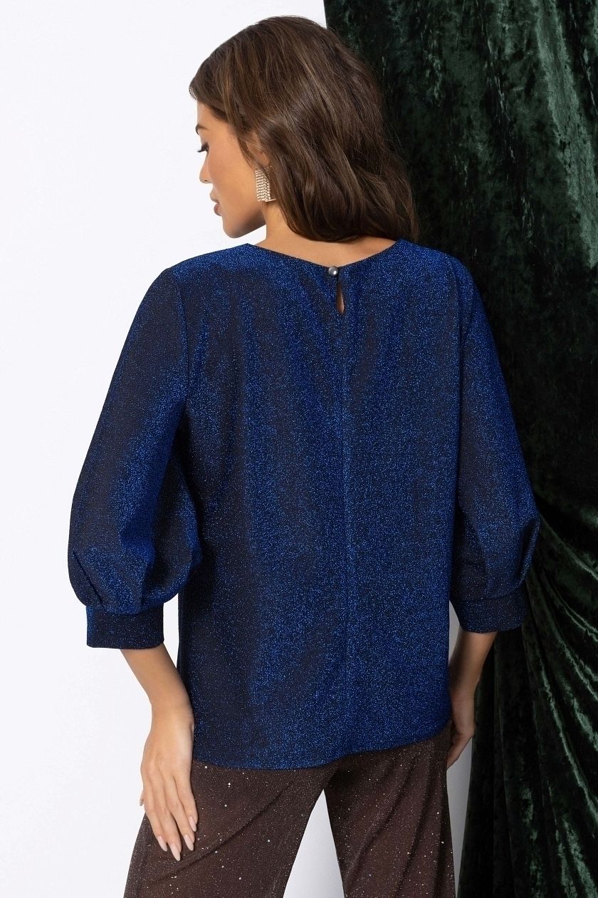Блузка синяя трикотажная с люрексом Charutti(фото7)