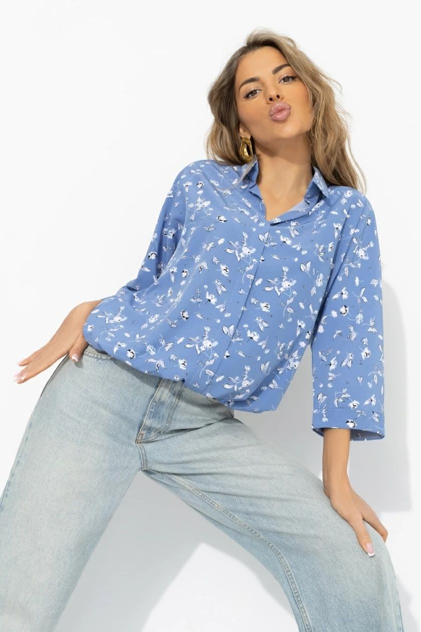 Блузка голубая на кулиске Charutti(фото3)