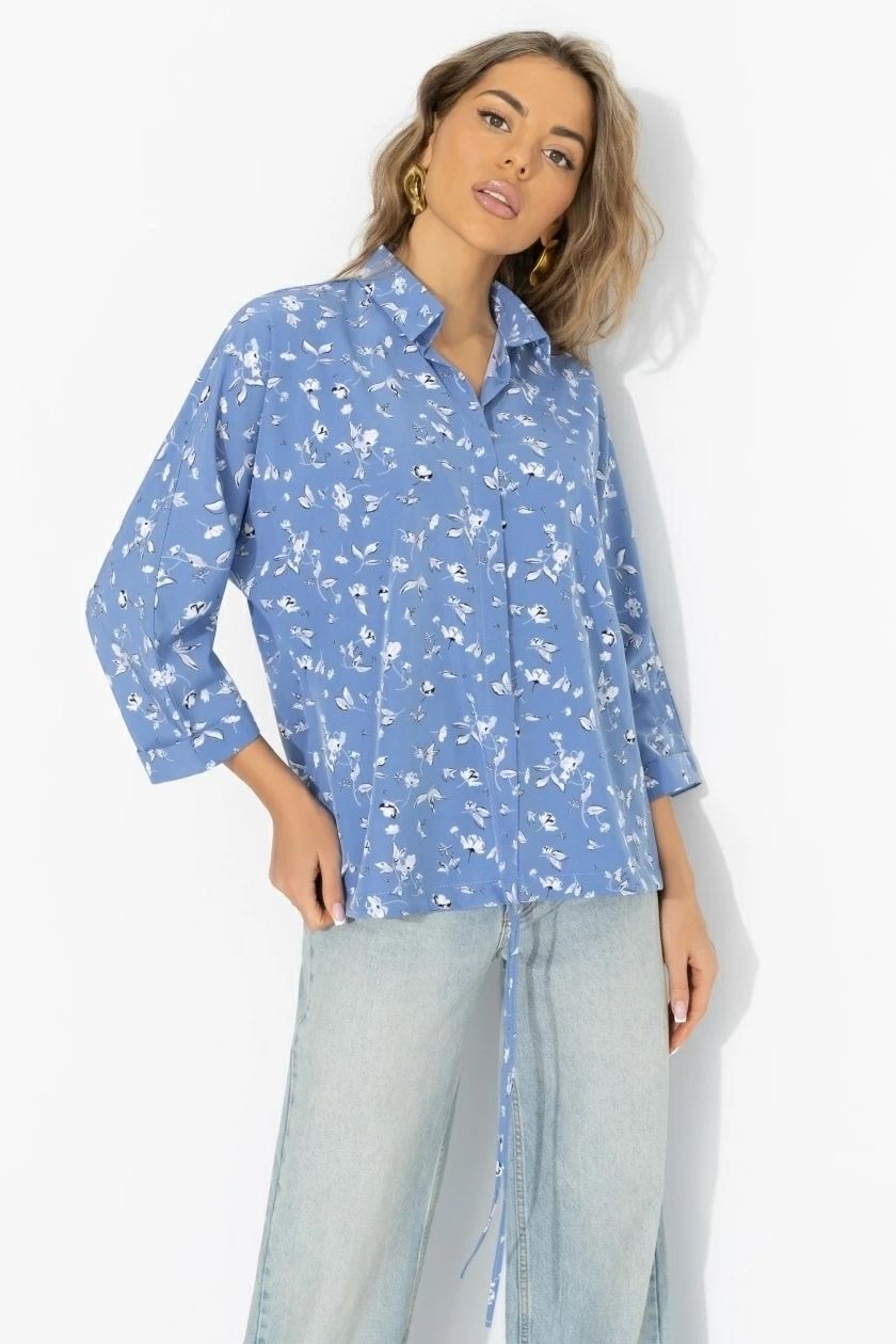 Блузка голубая на кулиске Charutti(фото5)