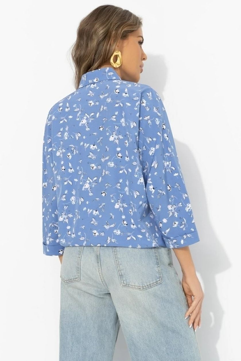 Блузка голубая на кулиске Charutti(фото6)