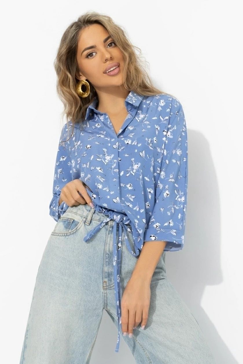 Блузка голубая на кулиске Charutti(фото7)