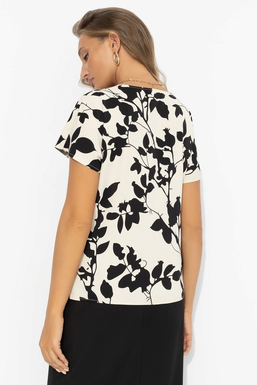 Блузка молочного цвета с декоративной драпировкой Charutti(фото6)