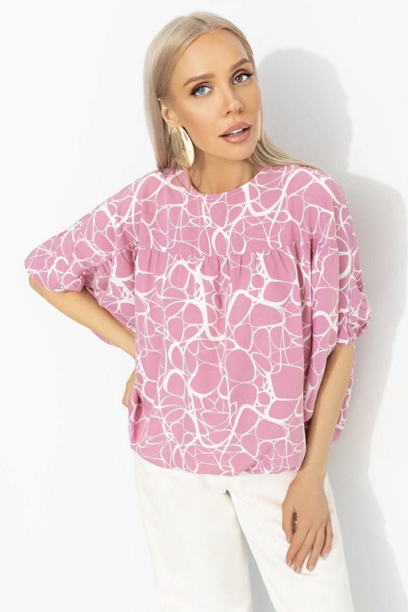 Блуза розовая с дизайнерскими рукавами Charutti