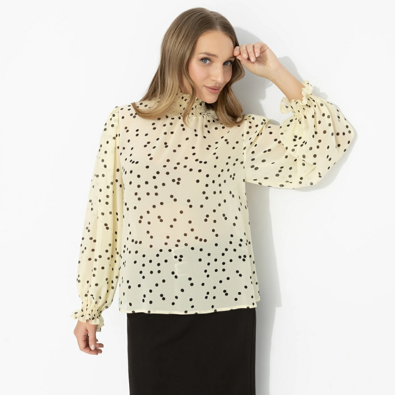 Блузка жёлтая в горошек Charutti(фото7)