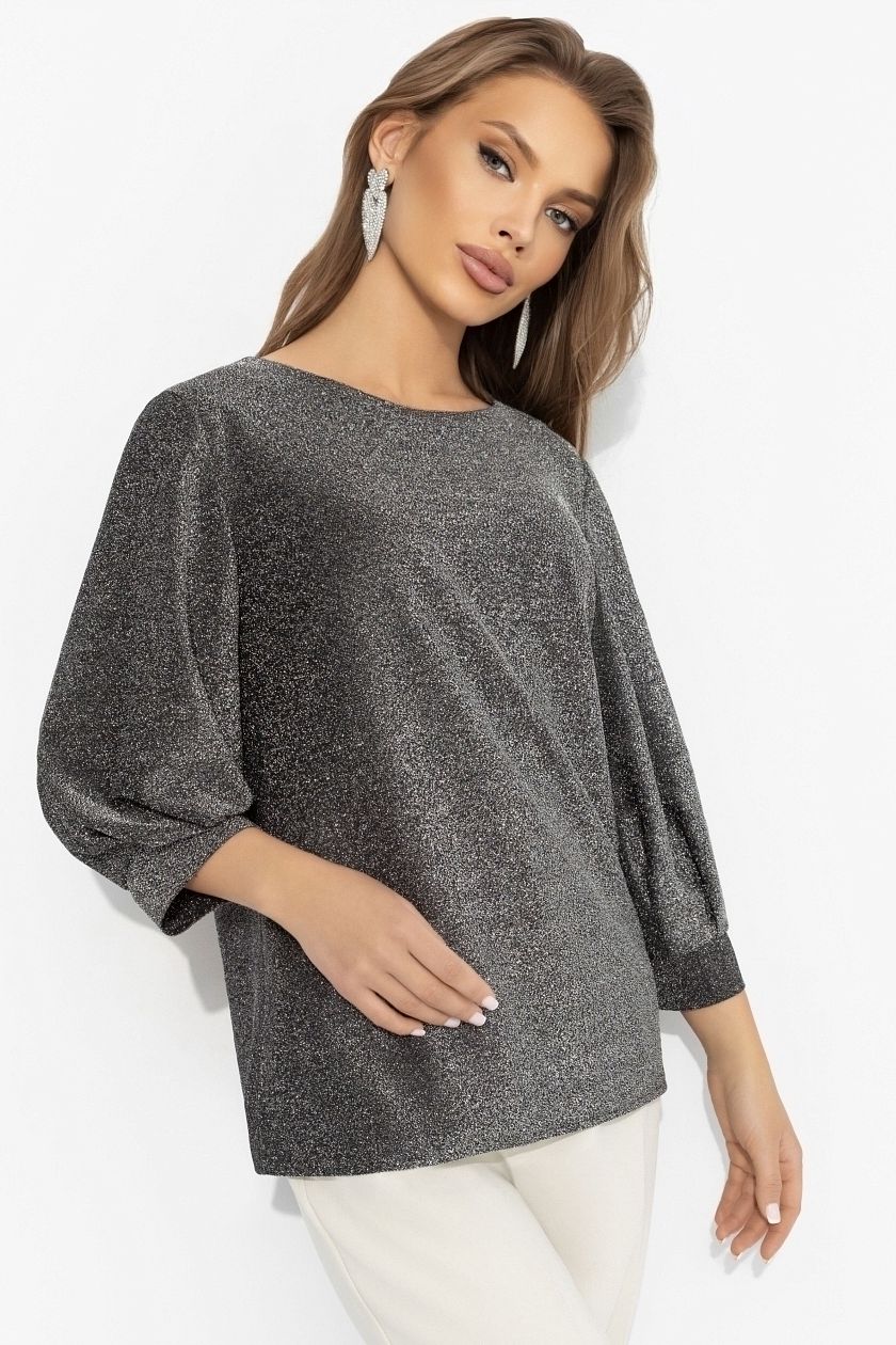 Блузка трикотажная с люрексом в цвете серебро Charutti(фото3)