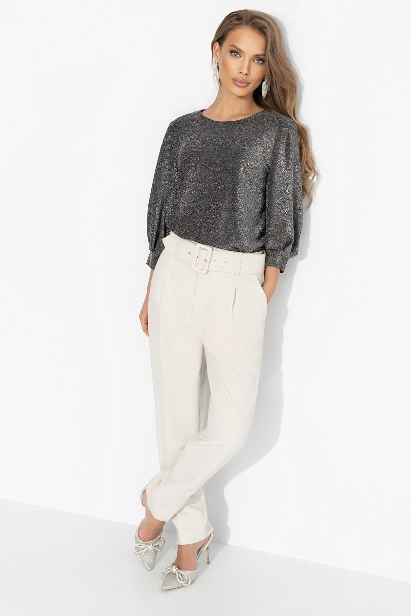 Блузка трикотажная с люрексом в цвете серебро Charutti(фото2)