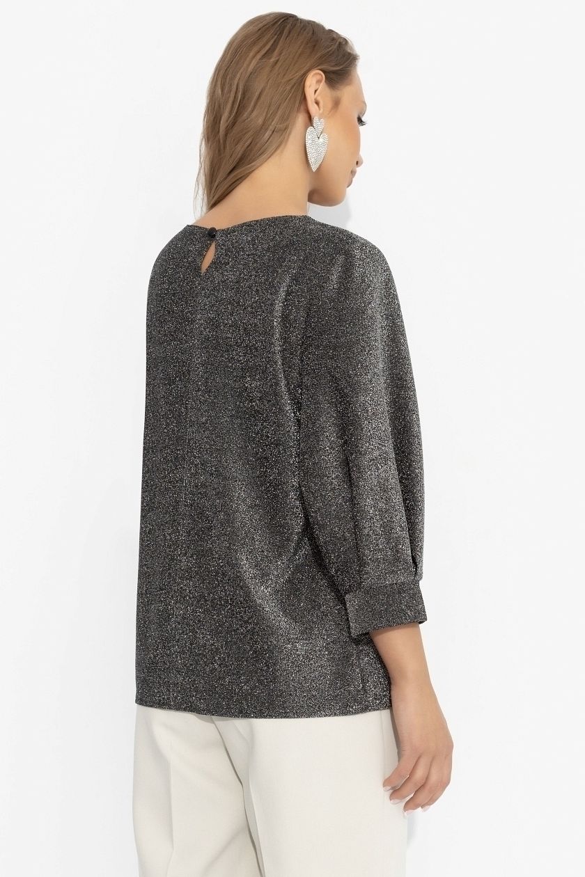 Блузка трикотажная с люрексом в цвете серебро Charutti(фото7)
