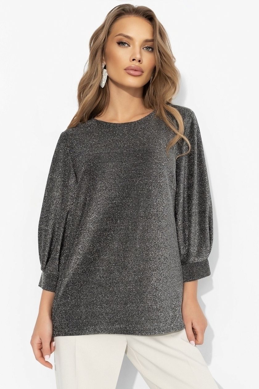 Блузка трикотажная с люрексом в цвете серебро Charutti