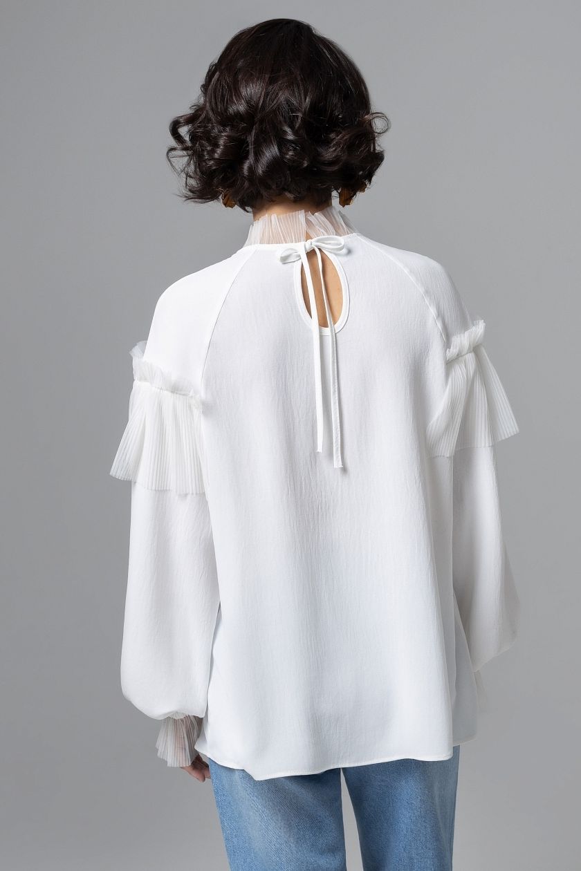 Блузка белая оригинального дизайна Charutti(фото6)