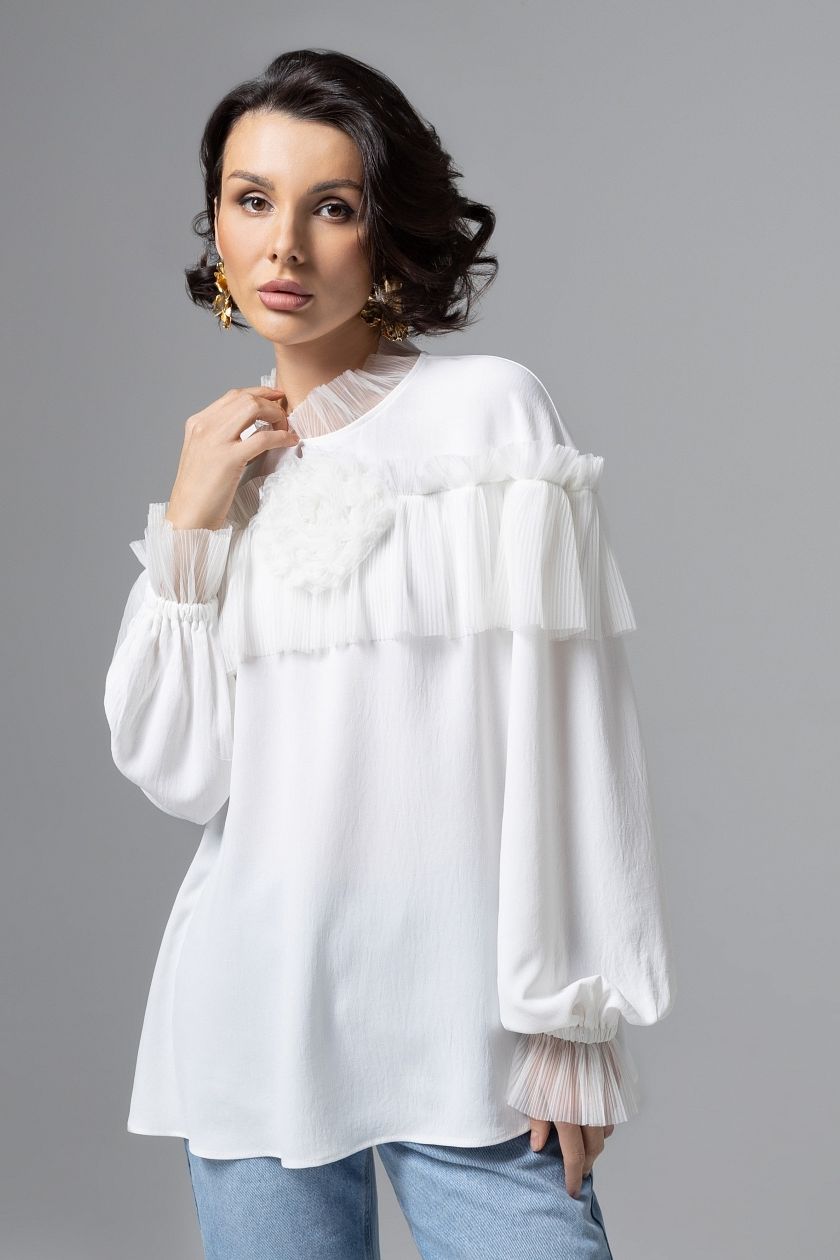 Блузка белая оригинального дизайна Charutti(фото5)