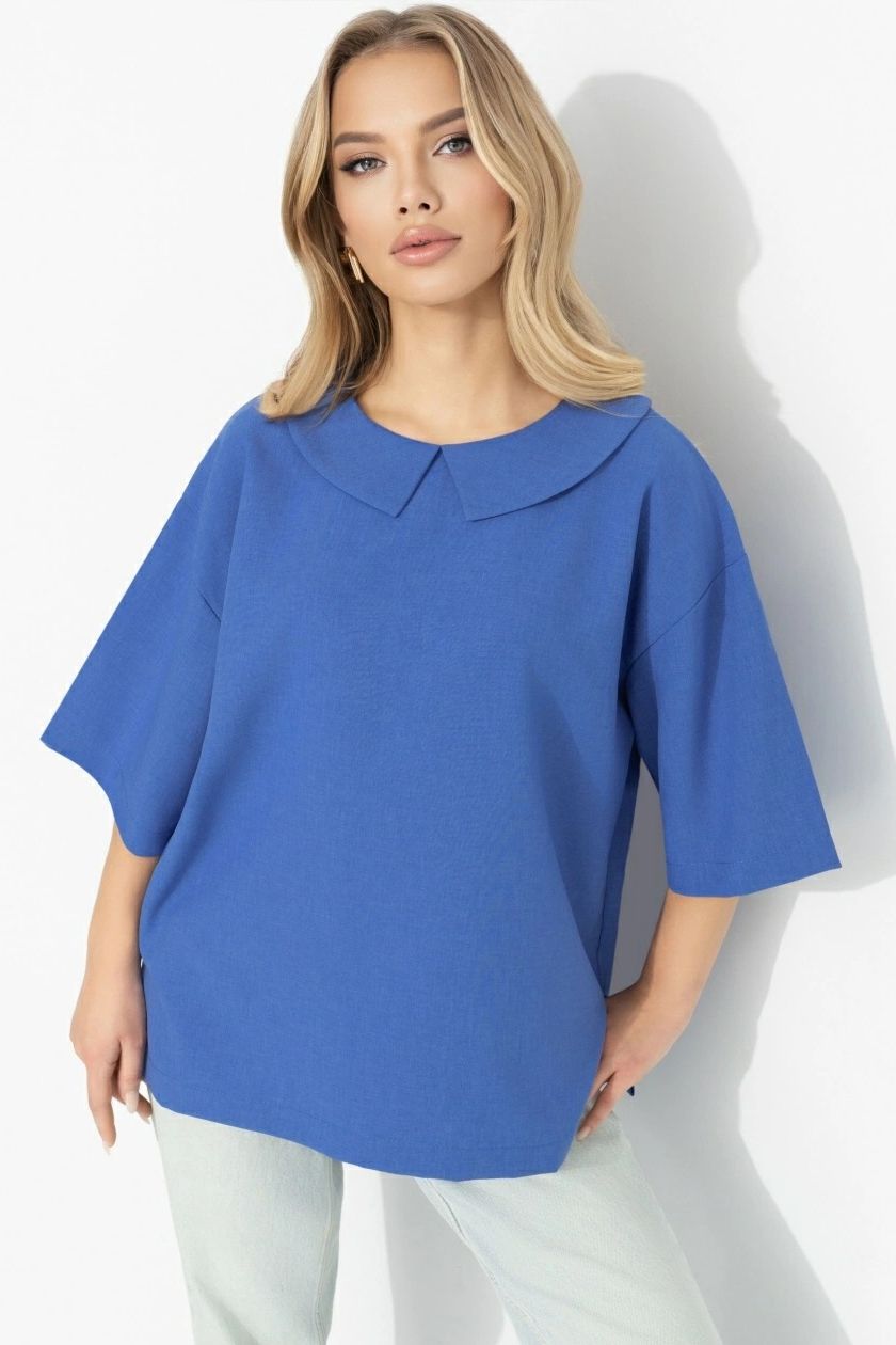 Блузка синяя свободного силуэта Charutti