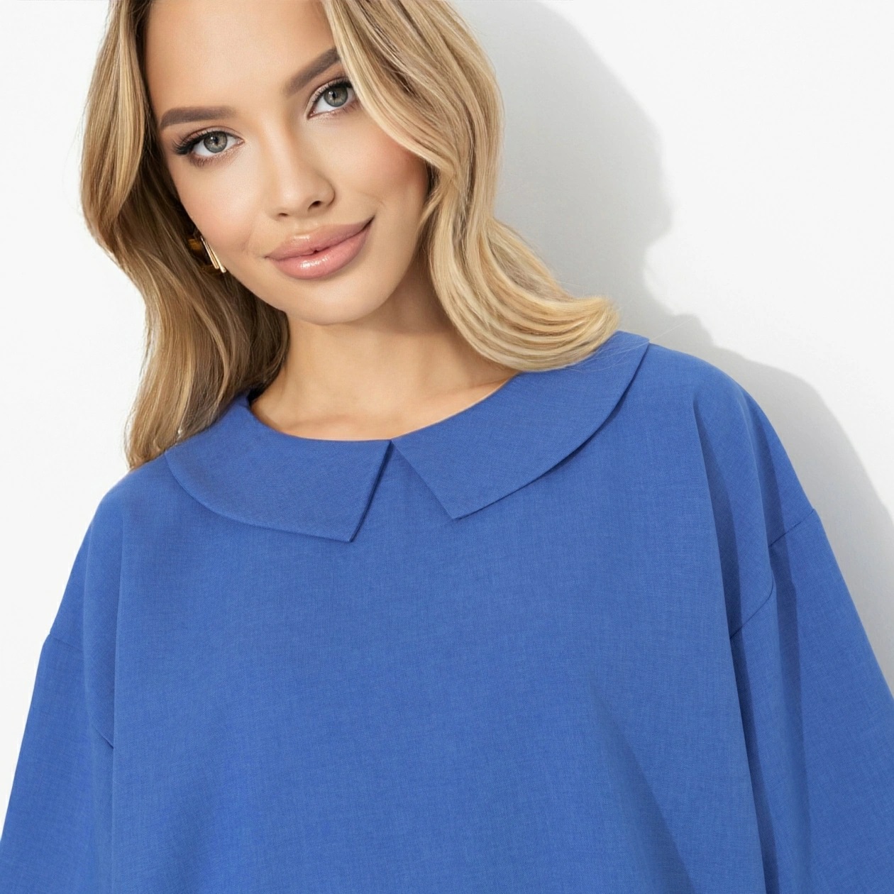 Блузка синяя свободного силуэта Charutti(фото3)