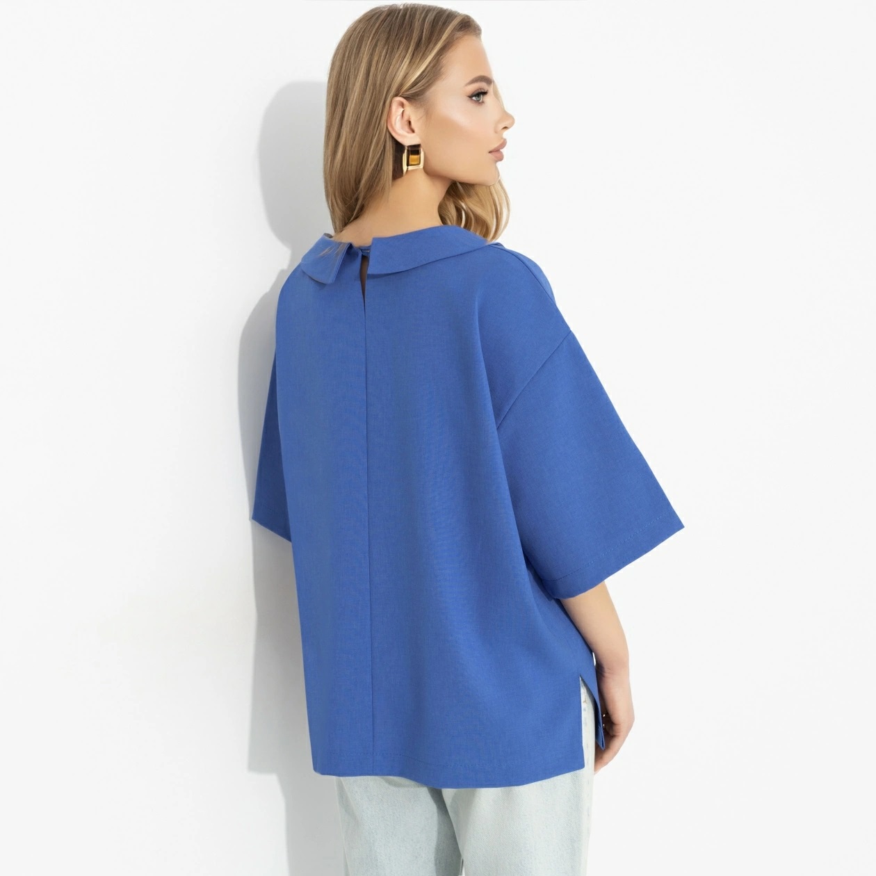 Блузка синяя свободного силуэта Charutti(фото4)